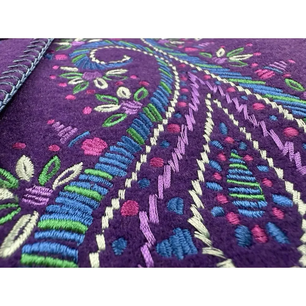 Bob Mackie Blazer Purple Wool Blend Art To Wear Boho Mod Retro Paisley Jacket L - Picture 5 of 10